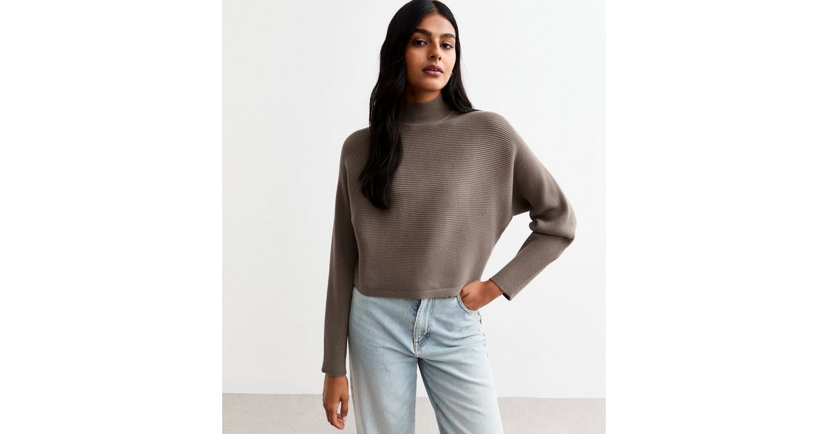 CARO CROPPED JUMPER in mink main image 1