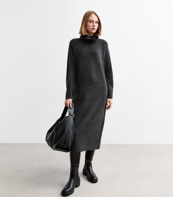 dark grey jumper dress Knee High Dark Grey Jumper Dress Buy Dark Grey Sweater Dress Deals Chunky Knit Jumper Mini