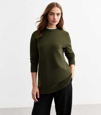 Khaki Crew Neck Knit Jumper