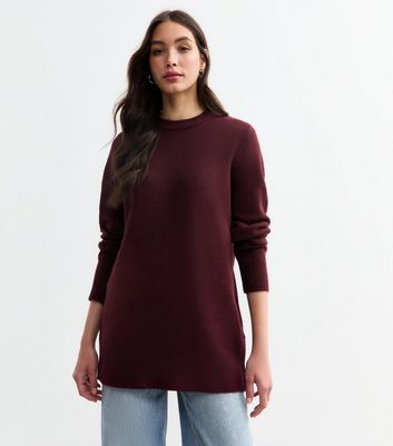 Burgundy Crew Neck Knit Jumper New Look