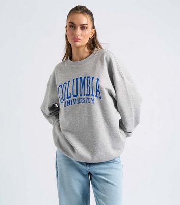 Urban Bliss Grey Columbia Logo Oversized Sweatshirt | New Look