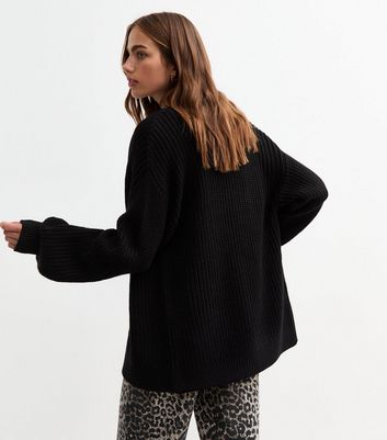 Black chunky sweater cardigan hotsell