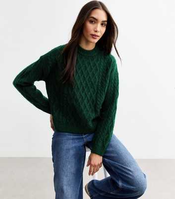 Dark Green Cable Knit Jumper