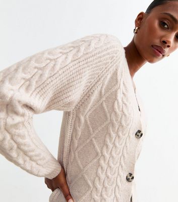 Cream Cable Knit Cardigan New Look