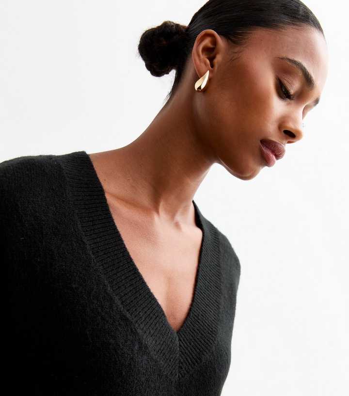 knitted black jumper dress Sarah Pacini Knitted Flared Jumper Dress with Balloon Sleeve main image 0