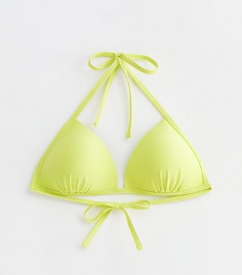 Lime Green Moulded-Cup Triangle Bikini Top New Look