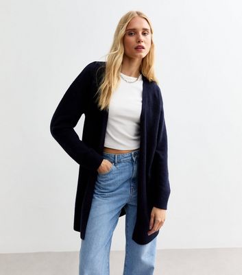 Navy Soft Knit Long Cardigan New Look