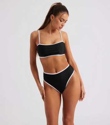 Urban Bliss Black Contrast Trim Bikini Bottoms