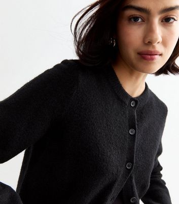 Black Crew Neck Knit Cardigan | New Look
