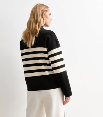 Black white striped jumper womens hotsell