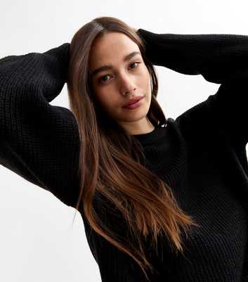 Black Textured Knit Jumper 