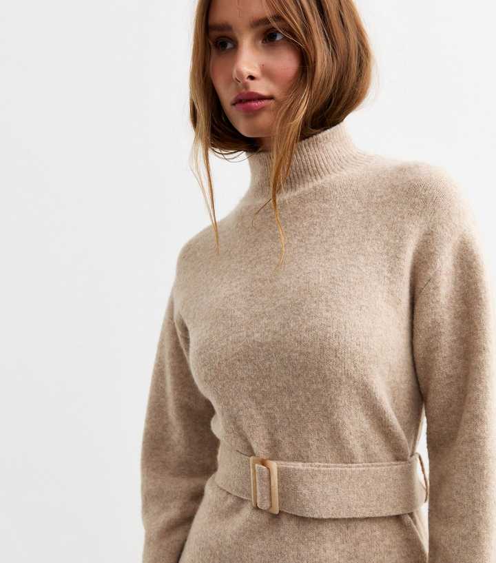 Mink Belted Knitted Mini Dress