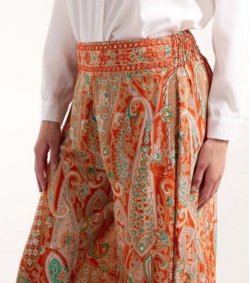 Blue Vanilla Orange Abstract Print Wide Leg Trousers New Look