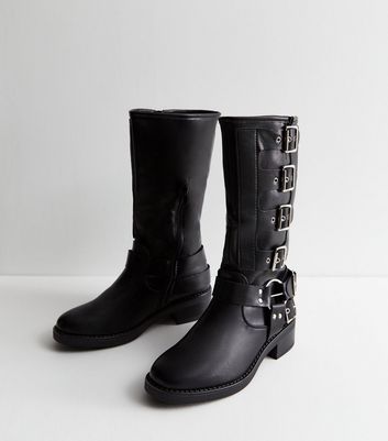 Mens buckle hot sale biker boots