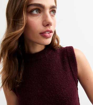 Burgundy Bouclé Knit Sweater Vest 