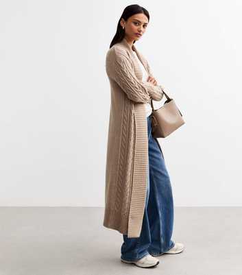 Mink Cable Knit Maxi Cardigan