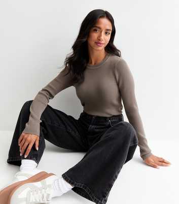 Petite Mink Rib Knit Crew Neck Jumper