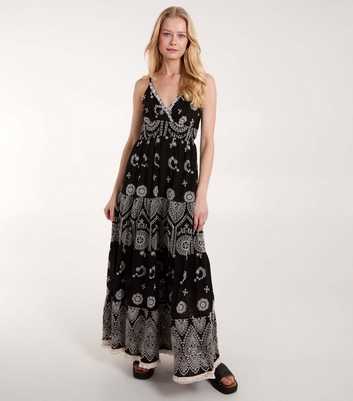 Blue Vanilla Black Embroidered Maxi Dress