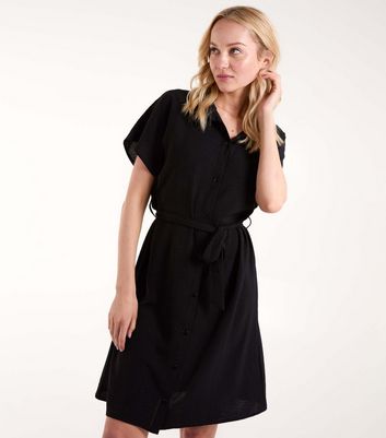 Blue Vanilla Black Belted Mini Shirt Dress New Look