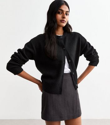 Black Soft Knit Crew Neck Cardigan | New Look