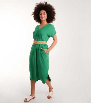 Blue Vanilla Green Belted Midi Dress