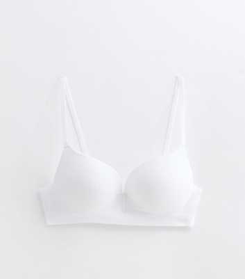 White Seamless Rib Moulded-Cup Boost Bra 
