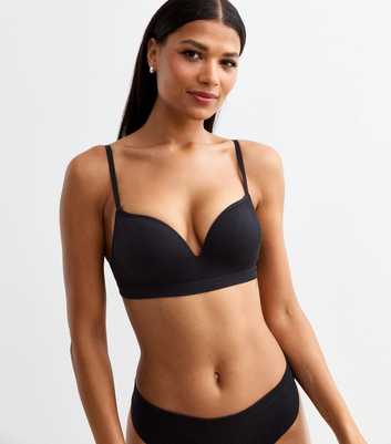 Black Seamless Non Wired Push Up Bra