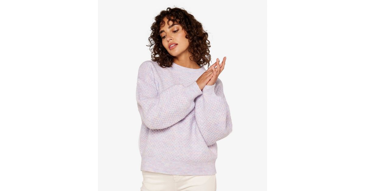 Apricot Lilac Waffle Knit Crew Neck Jumper New Look