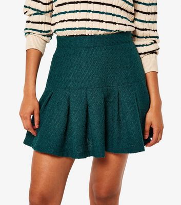 Green pleated discount skirt new look