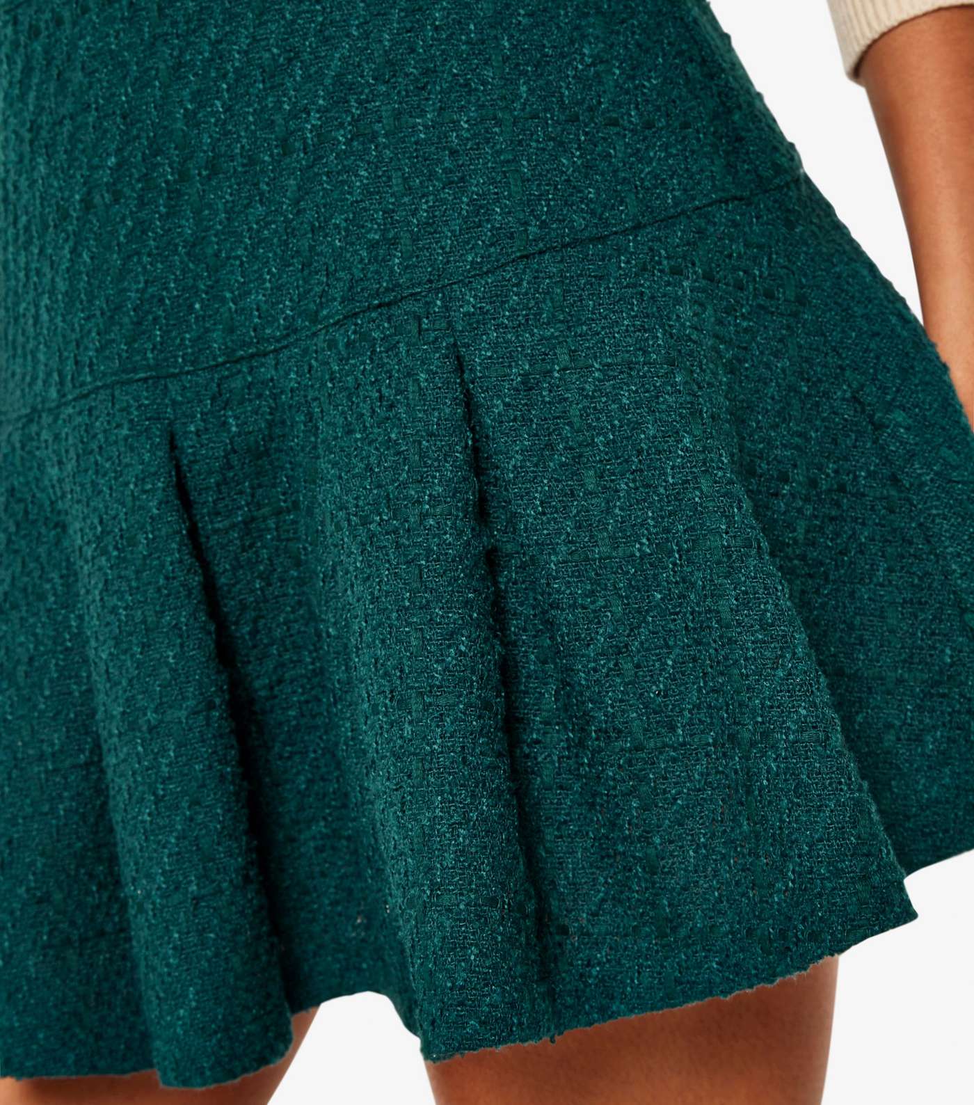Apricot Dark Green Pleated Mini Skirt Image 4