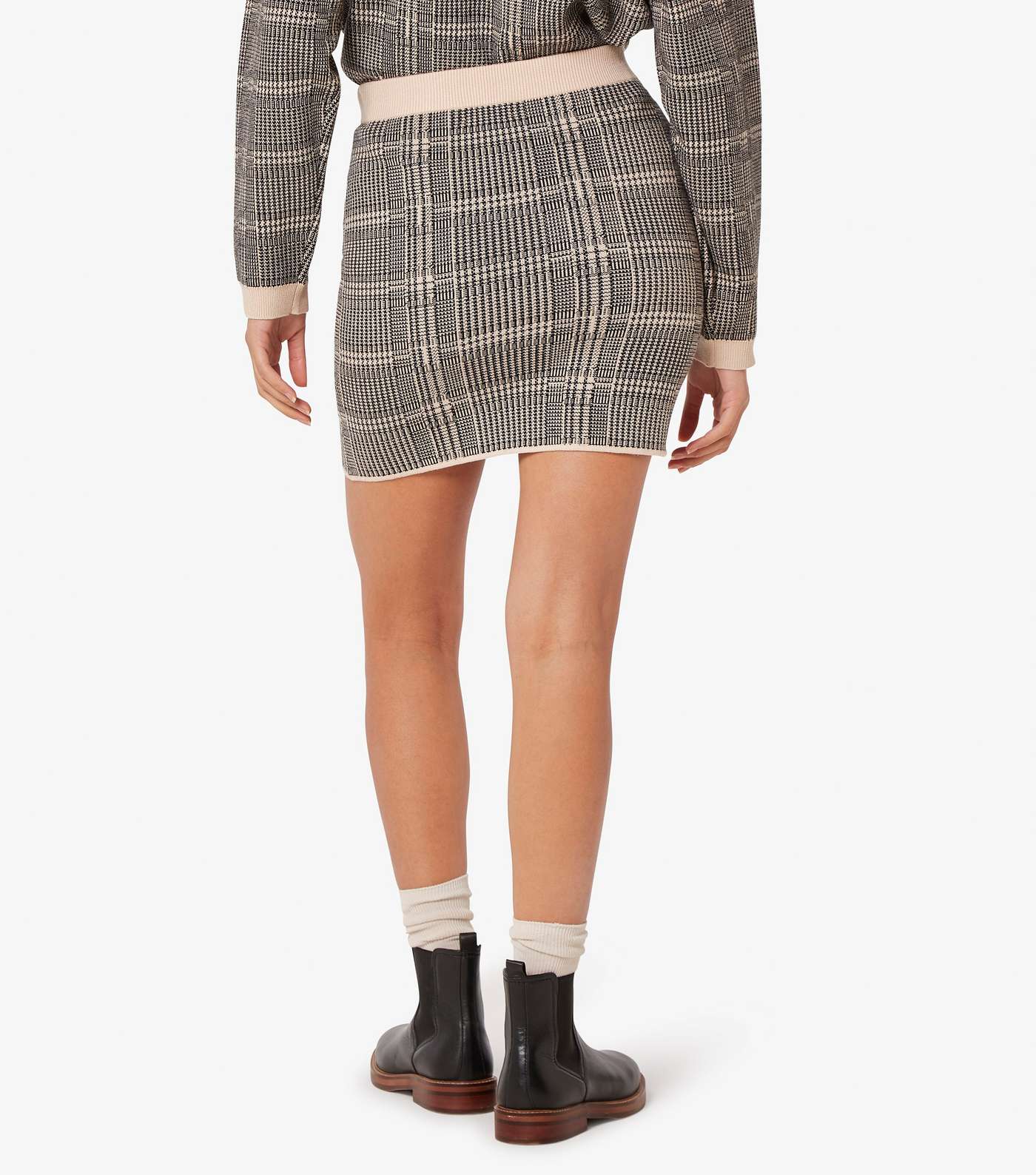 Apricot Stone Check Knit Mini Skirt Image 3