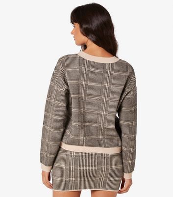 Apricot Prince of Wales Knit Jumper New Look