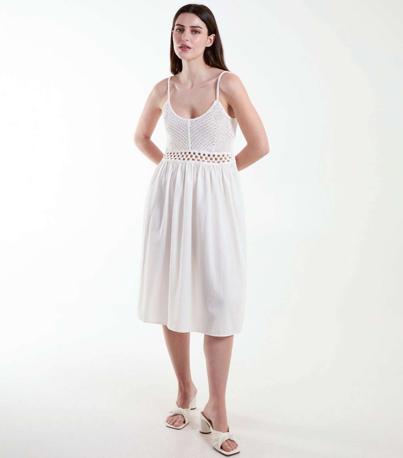 Blue Vanilla White Crochet Strappy Mini Dress Image 2