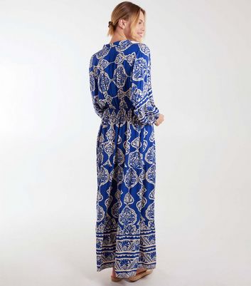 Blue Vanilla Blue Abstract Print Tiered Maxi Dress New Look