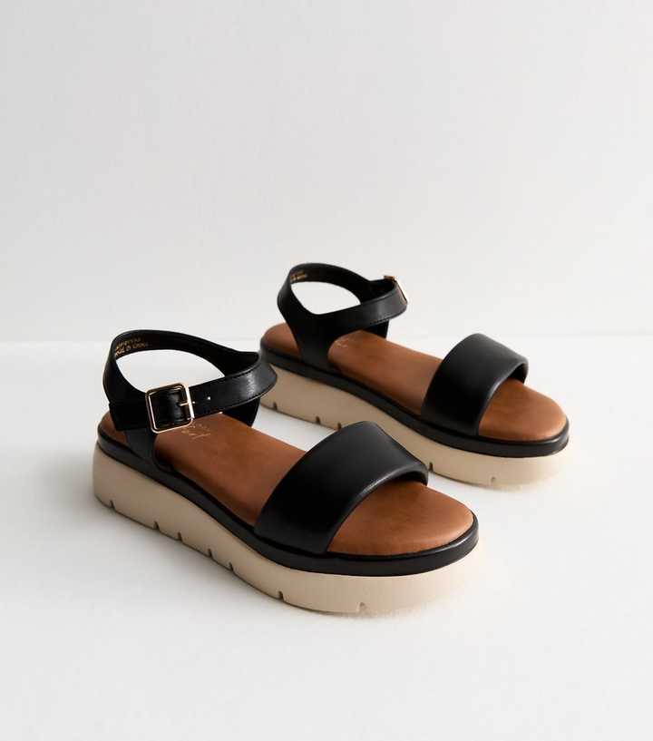 Black 2-Part Flatform Sandals 
