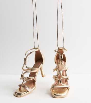 Gold Metallic Stiletto Sandals 