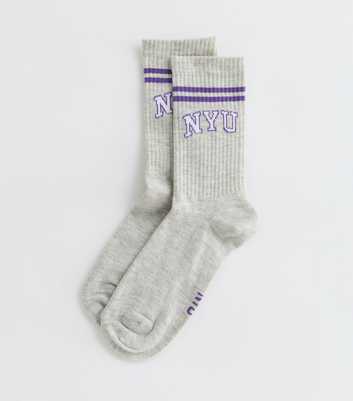 Pale Grey NYU Tube Socks