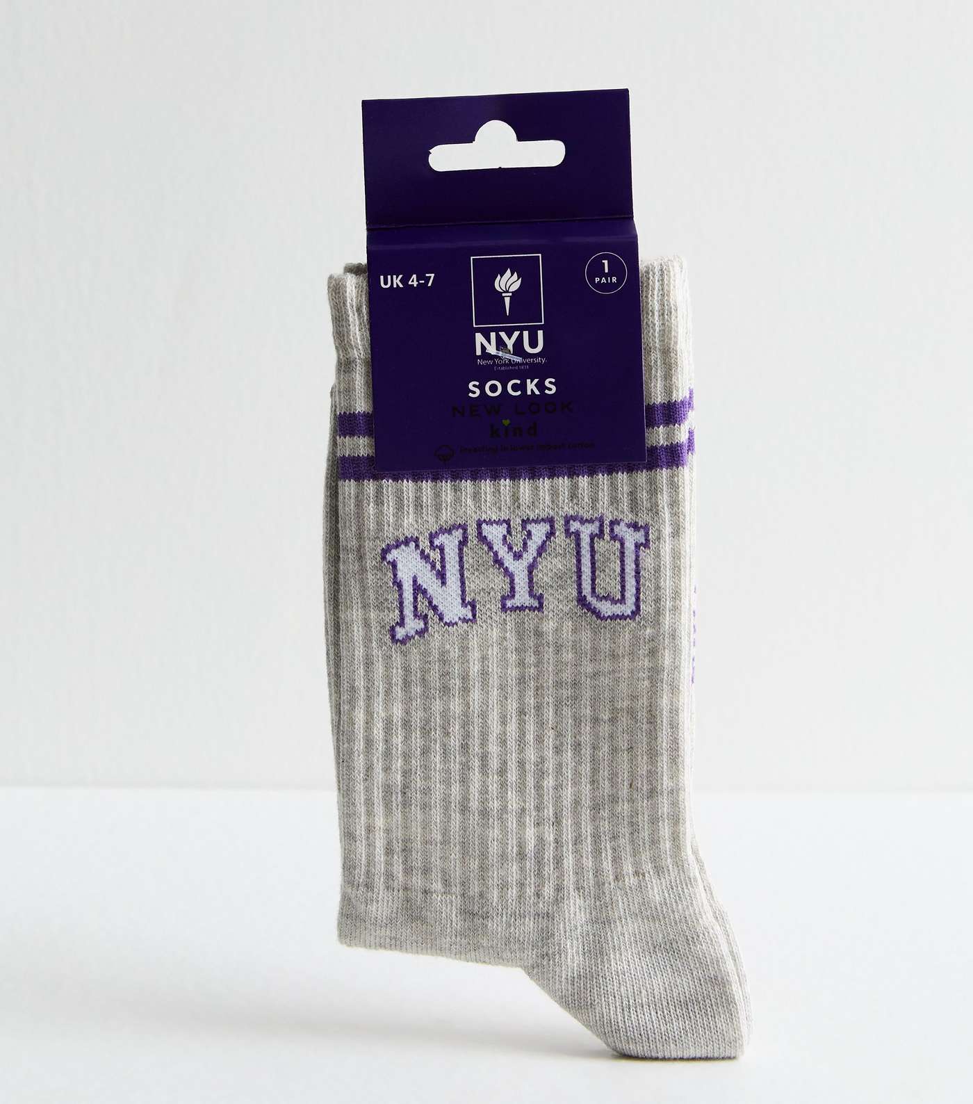 Pale Grey NYU Tube Socks Image 2