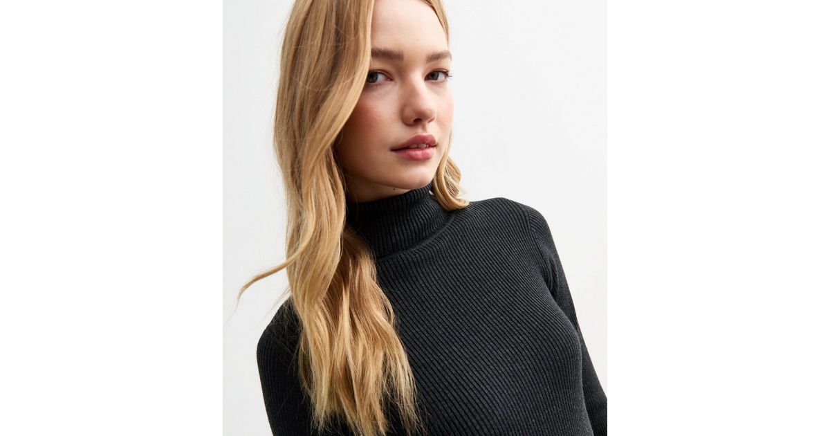 Funnel Neck Soft Knit Long Sleeve Jumper - Navy
