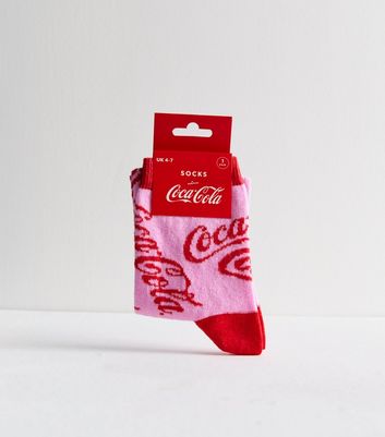 Pink Coca Cola Socks New Look