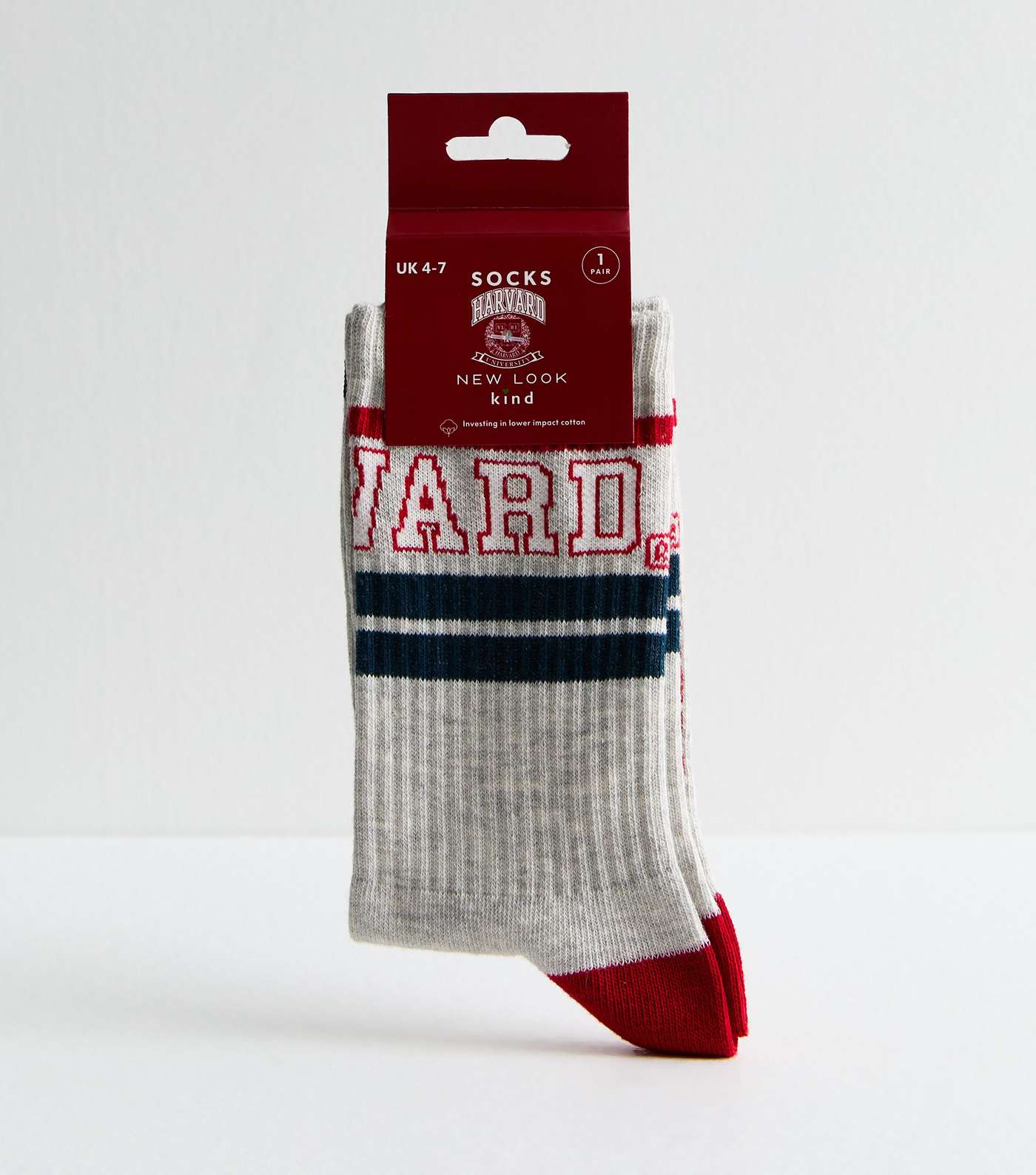 Pale Grey Harvard University Tube Socks Image 2