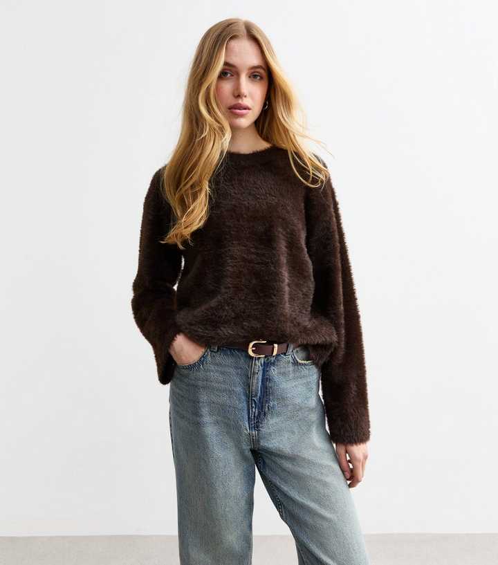 Dark Brown Fluffy Jumper 