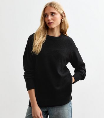 Black Side Slit Jumper New Look