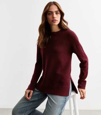 Burgundy Side Slit Jumper 