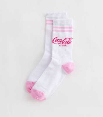 White Ribbed Coca Cola Socks