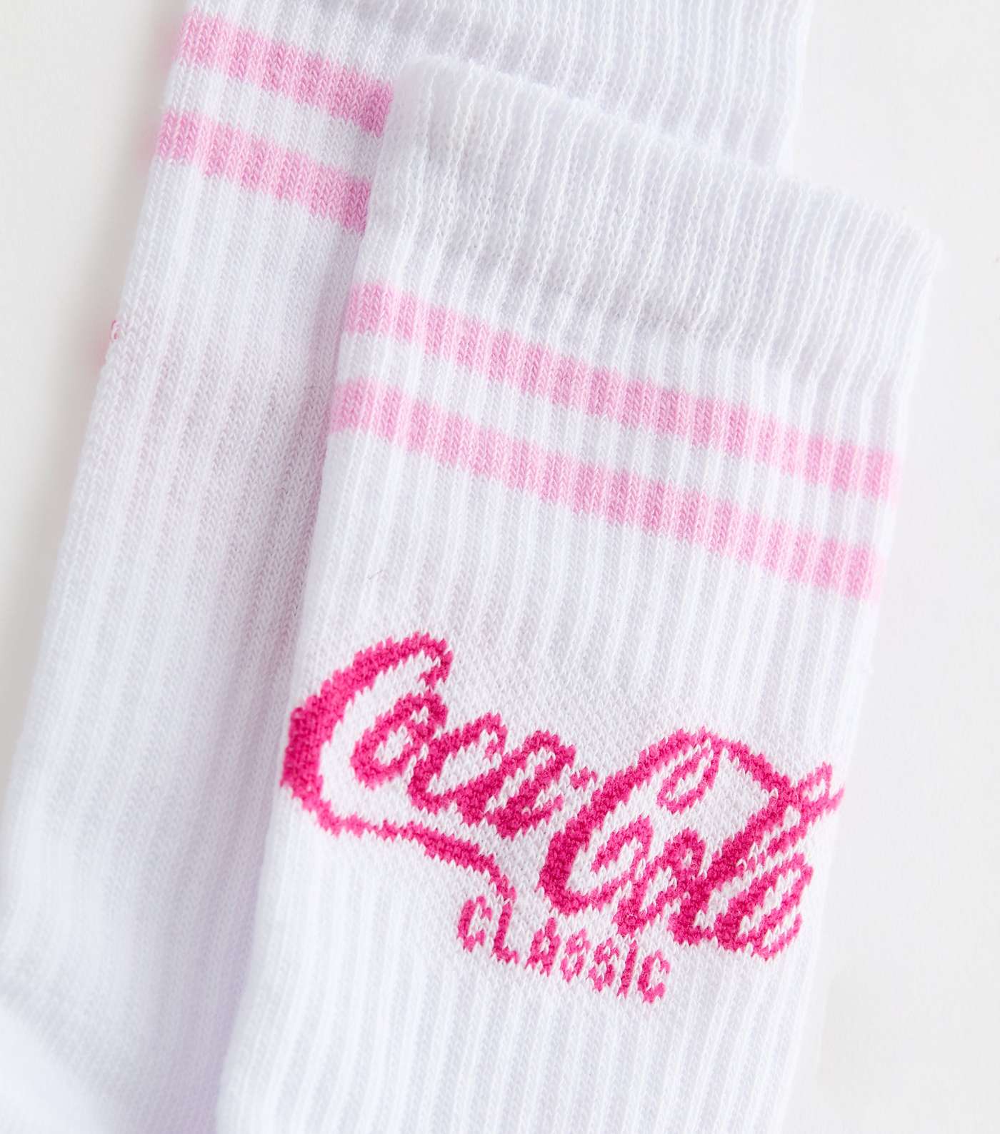 White Ribbed Coca Cola Socks Image 2