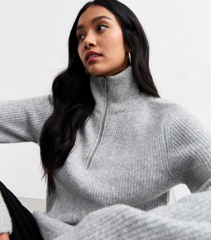 Knitted Jumper Next Ladies Jumper Sale Grey Ribbed Half Zip Knit