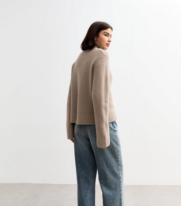 Mink Ribbed Half Zip Knit Jumper | New Look