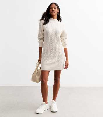 Cream Cable Knit Mini Dress