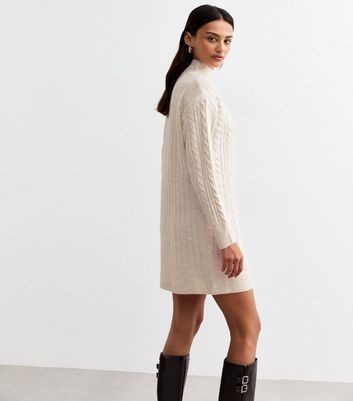 Cream Cable Knit Mini Dress | New Look